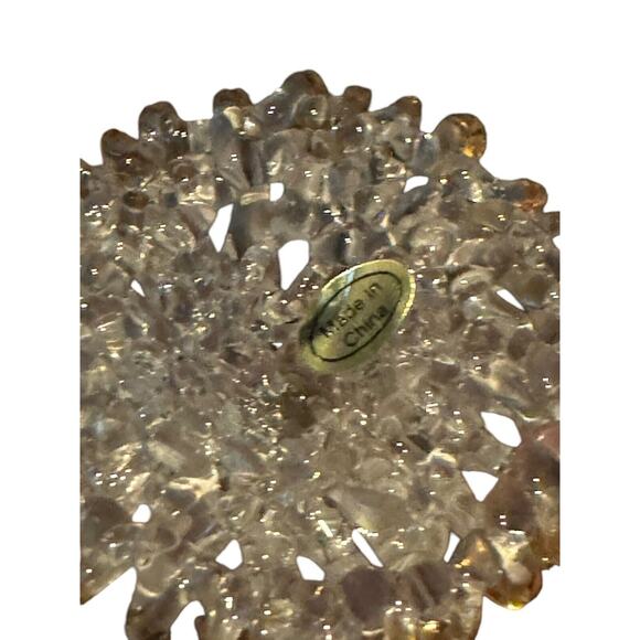 Glass Cross with Pink Rose & Leaves Home Decor Cake Topper Religion Church - Picture 5 of 6